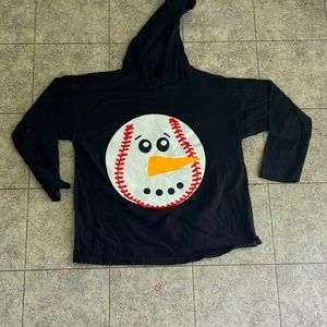 Boys baseball winter/Christmas hooded long sleeve t-shirt.